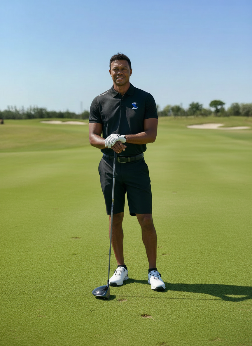 SIGNATURE PRO GOLF BUNDLE (BLACK W/RED WHITE & B LUE SHOES)